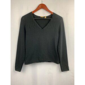 Castro Womens V-Neck Sweater Size S Black Cotton Blend
